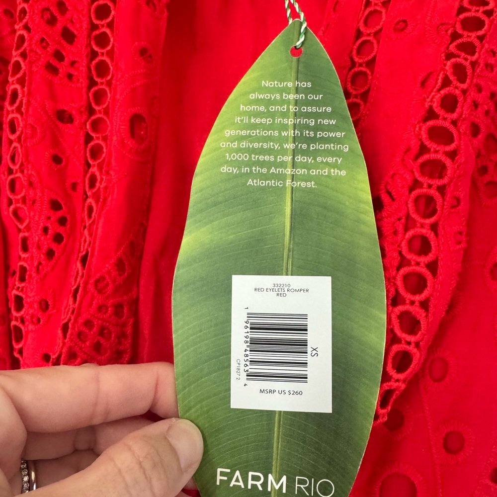 FARM Rio Vibrant Red Eyelet romper - Picture 7 of 7